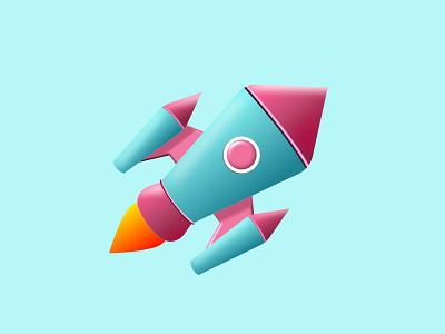 Rocket Launch Illustration 3D Design with fire