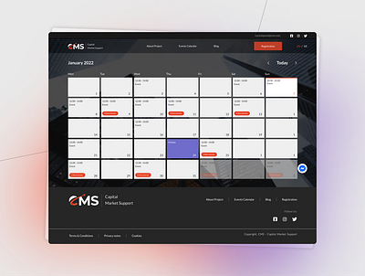 CMS / Capital Market Support calendar page calendar dailyui design modal orange page purple ui uiux ux web website