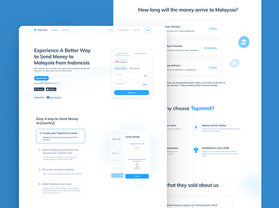 Topremit - Landing Page, Money Remittance design figma uiux webdesign