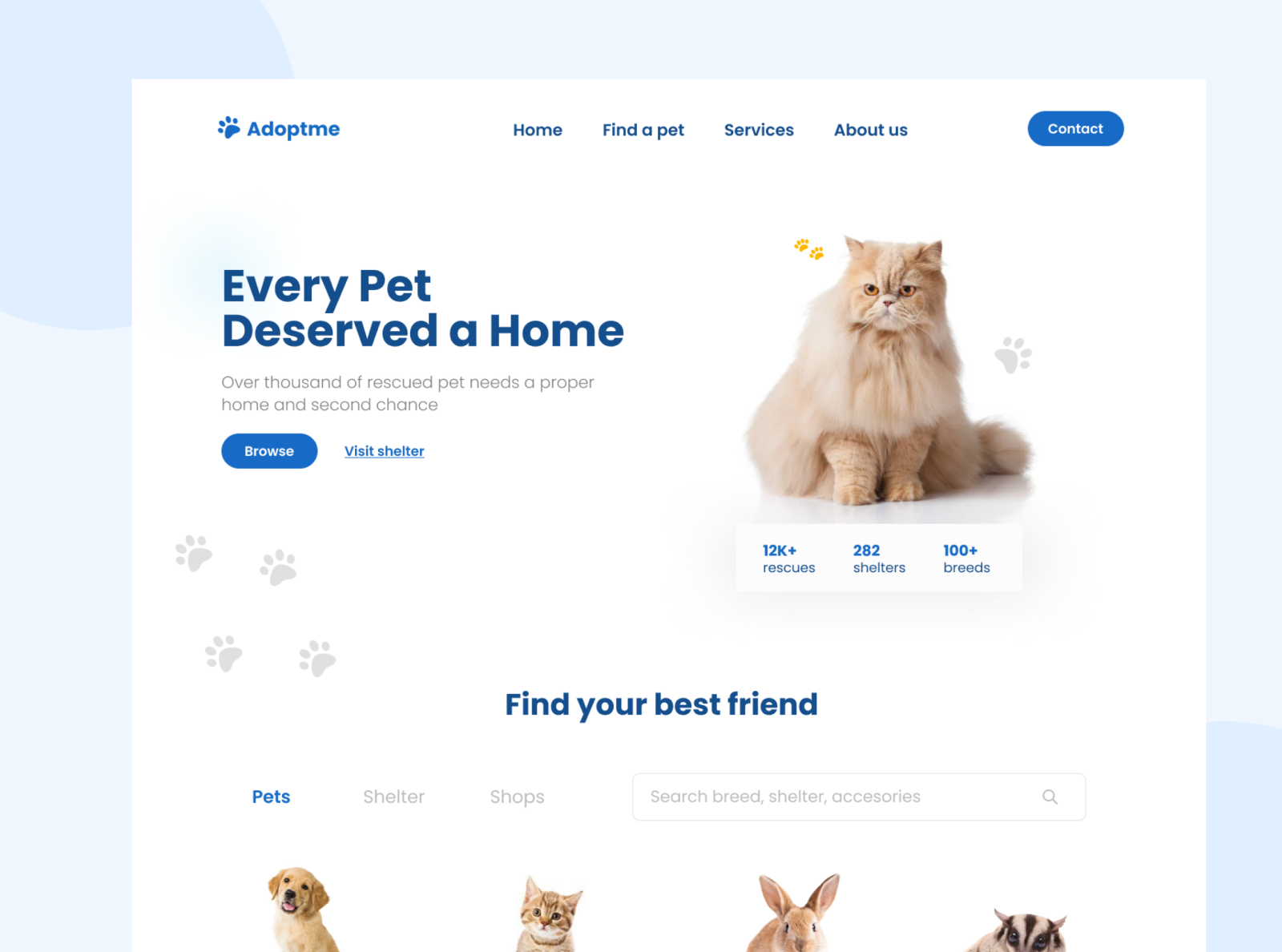 Pet Adoption Landing Exploration By Eric Coksen On Dribbble