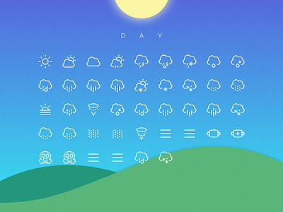 Weather Icons Day cloud drizzle hail icon icons lightning pictograph rain snow sun weather wind