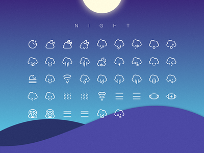 Weather Icon Night cloud drizzle hail icon icons lightning pictograph rain snow sun weather wind