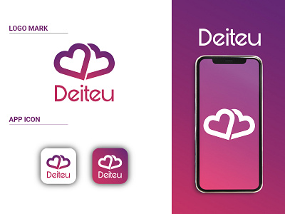 Deiteu Dating app logo design app icon app logo branding chatting app dating app dating app logo design flat logo love app messaging app minimal