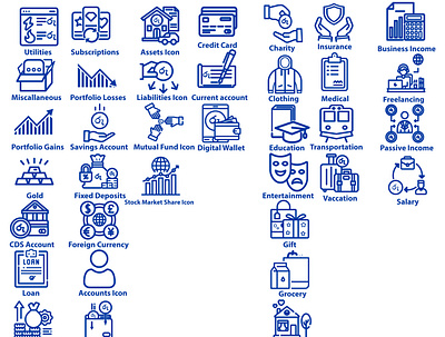 Icon set for a financial app app icon app logo design icon illustration logo mobile icon web icon website icon