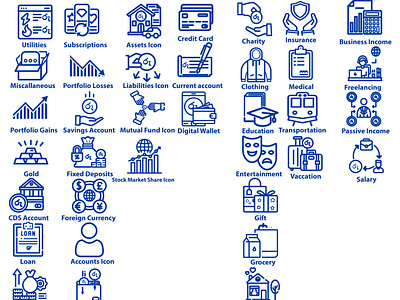 Icon set for a financial app