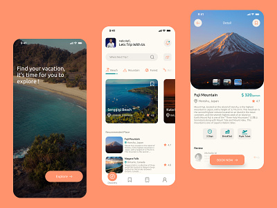 Travel App Design app branding design graphic design illustration travel travel appp ui uiux user interface ux vacation vacation app vector