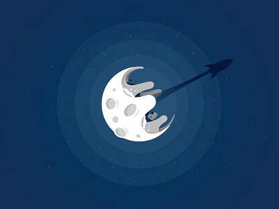 Moon & Rocket icon illustration launch moon night rocket sky vector