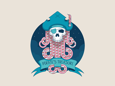 Pirate's Treasure candy illustration logo lolllipop pirate scull sweet treasure