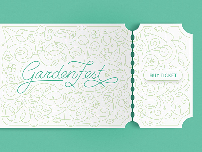 GardenFest Ticket festival flower garden leaf lines ornament ticket ui