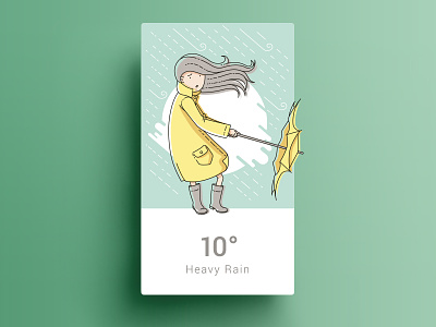 Four Seasons - Fall card girl illustration line art rain ui umbrella weather widget