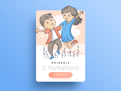 Invitations card couple dribbble illustration invitation invites line art ui vector
