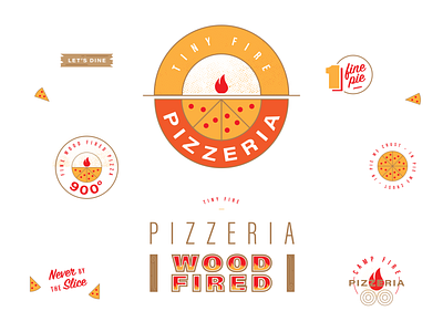 Tiny Fire Pizzeria branding design iconography vector