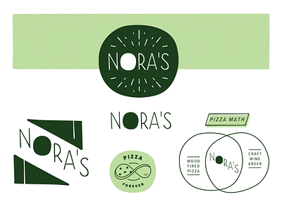 Nora's Wood Fired Pizza branding design illustration logo