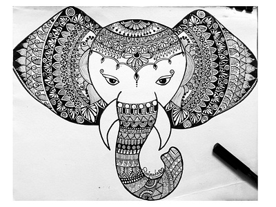 Elephant Doodle black and white doodle doodle art doodling illustration illustrations