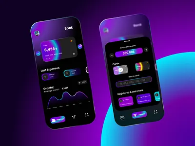 Finance App UI app app design bank bank card banking bankingapp branding dark app dark ui design finance finance app finance business holographic holography mobile app mobile design mobile ui ui uiux