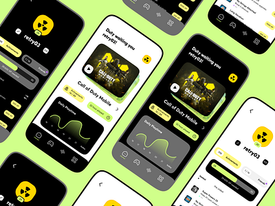 Game Launcher App app app design branding design flat game game launcher gaming launcher mobile app mobile design neon squircle stats ui uiux ux
