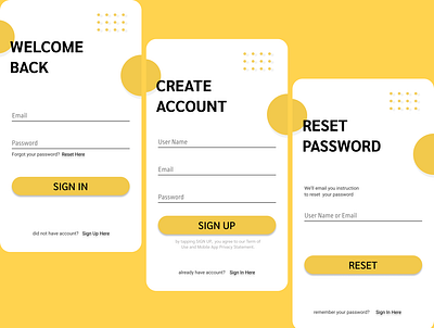 Sign In / Sign Up / Reset Password UI app dailyui simple design