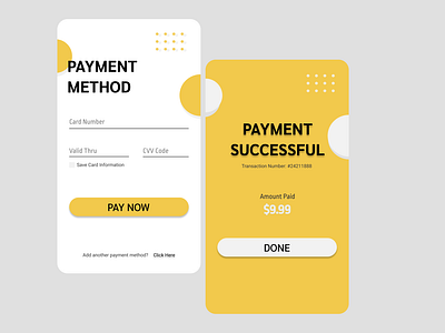 Credit Card Checkout and Payment Successful UI