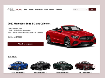 Car landing page car hero landing site ui