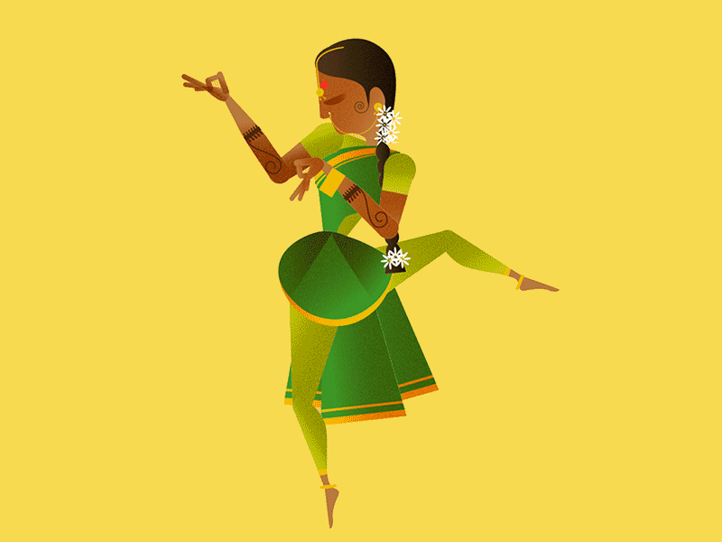 Indian girl animation animation characterdesign characters dance duik illustration motion motiongraphics