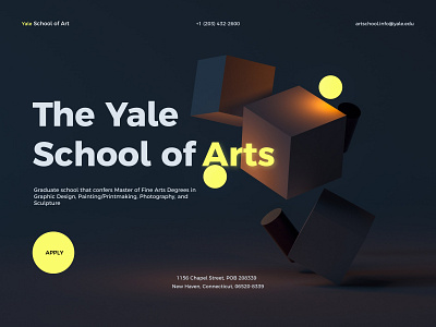 The Yale School of Arts 3d art hero section ui website