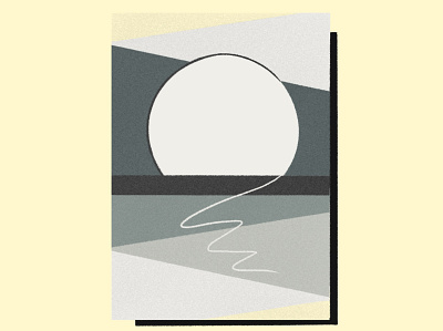 a moonlit sea abstract art deco beach clean design illustration lines minimal minimalist moon moonlight procreate