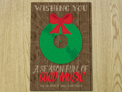 Wishing you a season full of good music! christmas graphic graphic design holiday music postcard texture vector vinyl wood wreath