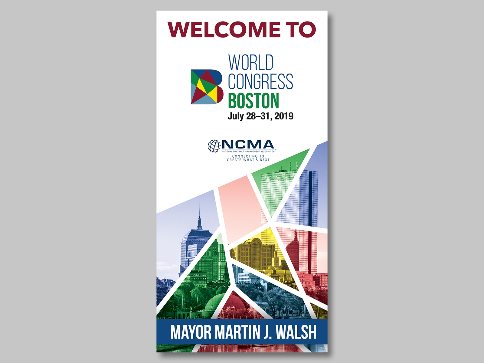 Welcome Banner for World Congress 2019 in Boston, MA by Meghan Aloshen