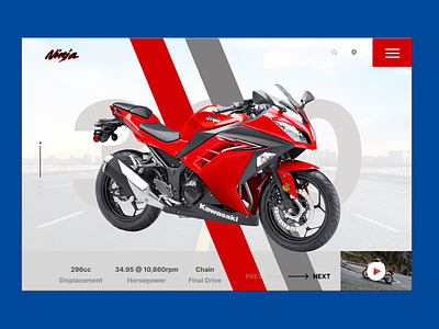 Web design Motorcycle website hero / Kawasaki Ninja 300 design kawasaki motorcycle website ui web web design webdesign