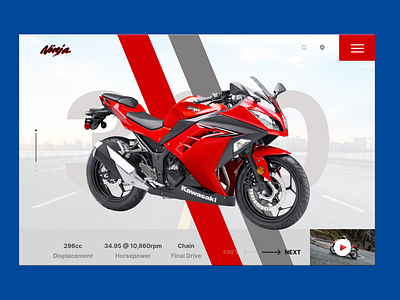Web design Motorcycle website hero / Kawasaki Ninja 300