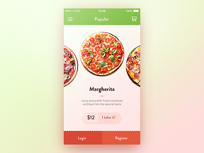 Choose a pizza app food ios pizza round select shop slider warm