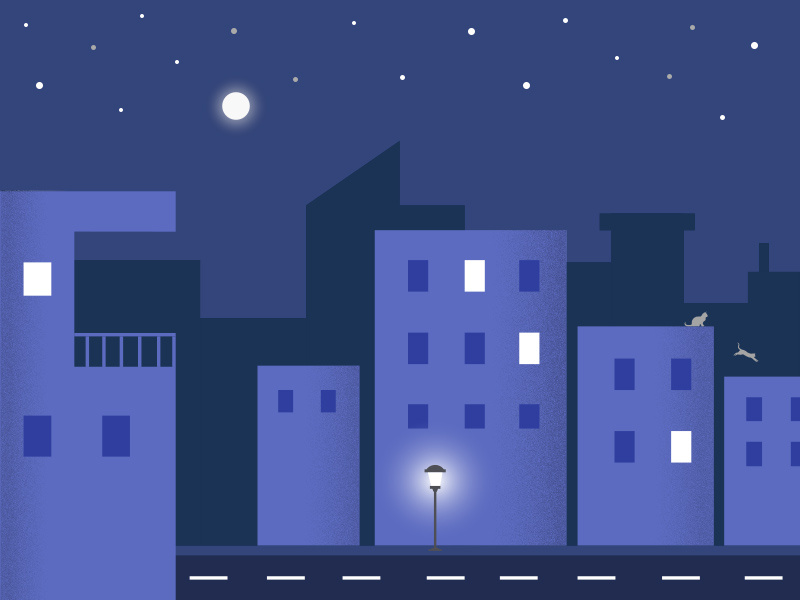 Night Scene silhoutte salt pepper material material design illustrator illustrations night
