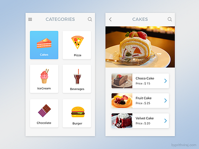 Daily UI 2/7 - Food Order Concept app concept categories concept ui daily ui food app food delivery food order food ui list list view order