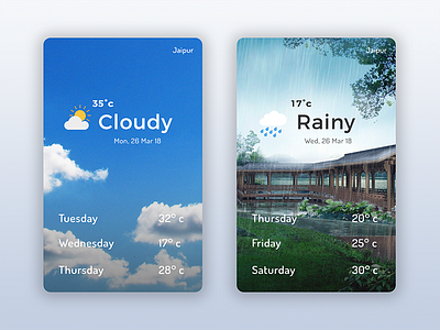 Daily UI 4/7- Weather Cards card design card ui cards climate forecast gradient ui design weather