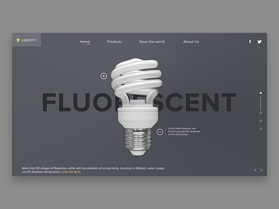 Fluorescent bulb website concept design hero slider lamp slider ui ui design ui ux web design website