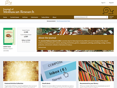 Journal of Molluscan Research, JMR journal management system typography website design website development