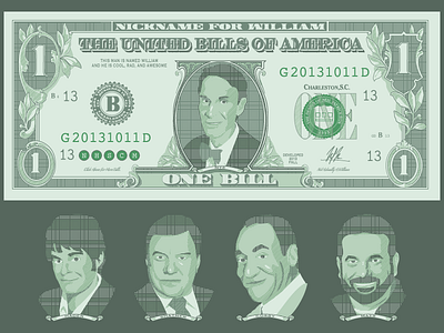 Bank Shot: Bills, Bills, Bills bill cosby currency flash hader illustration mays money nye shatner typography