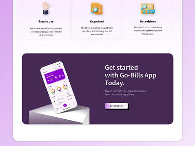 Product Values Section - Mobile App Landing Page design landing page product design ui ui design ux web design