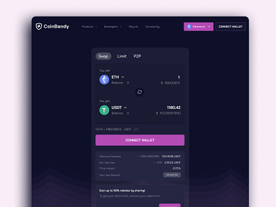 CoinBandy dApp blockchain crypto dapp design mobile app product design trading ui ui design ux web3