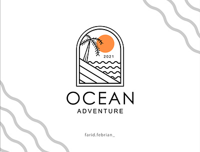 ocean adventure lineart logo adobe illustrator adventure branding design flat icon illustration illustrator logo minimal ocean ui