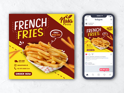 Social Media design French Fries 3d adobe illustrator animation branding design flat food banner graphic design icon illustration illustrator logo minimal motion graphics post socialmedia ui