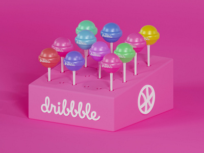Hello Dribbble 2d 3d 3dillustration animation blender candy cute cycles design dribbble graphic design hellodribbble illustration isometric lowpoly party ui