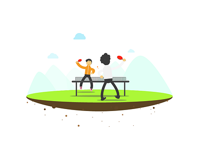 Ping pong :) ball bat character illustration ping pong table tennis