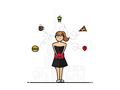 Girl 👩🏻 burger coffee girl illustration pizza