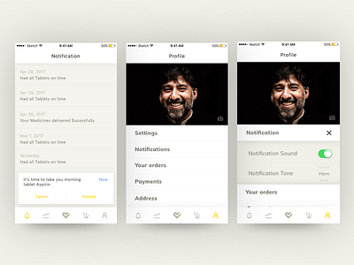 Some more screens of the health app! design health interaction ios notification reminder tablet ui ux