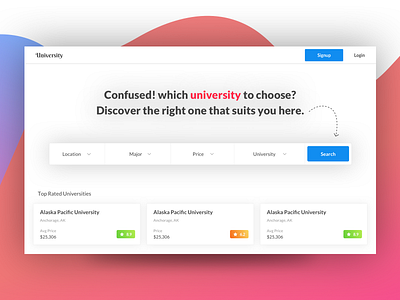 Landing Page for University! colleges filter landing major page price search study university