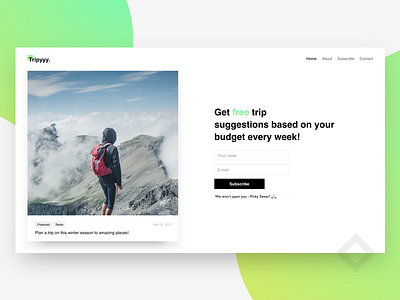 Trippy ! Landing page budget landing minimal plan trip webdesign webpage