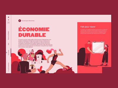 Social economy month editorial horizontal scroll icons identity illustration minimal typography vector webdesign website website builder