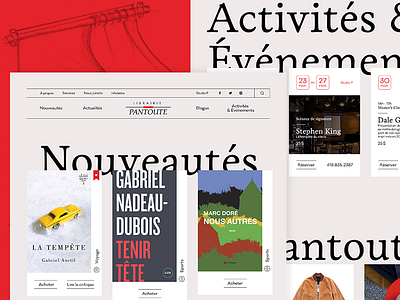 Librairie Pantoute big title book books clean event flat icons illustration library ui ux website