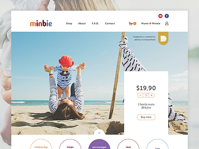 Minbie baby ecommerce photo product page products teats web design web layout